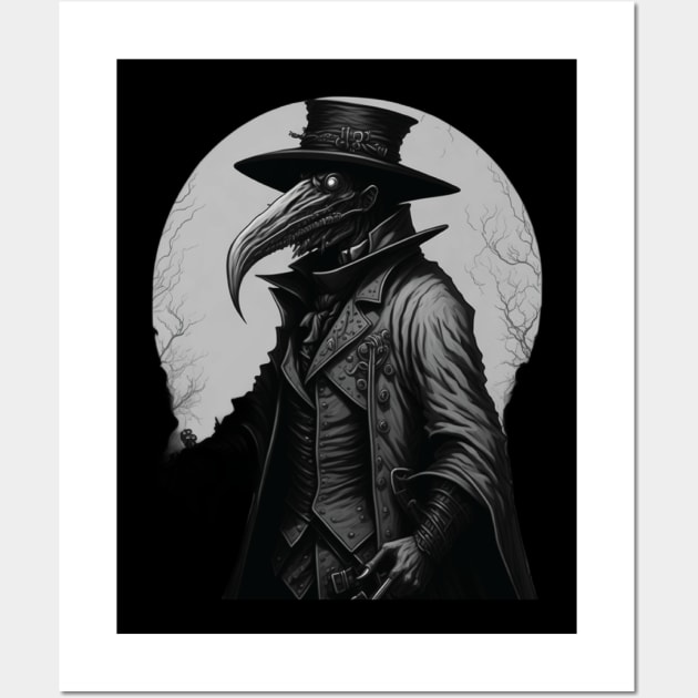 Doctor Plague with the moon background Wall Art by lkn